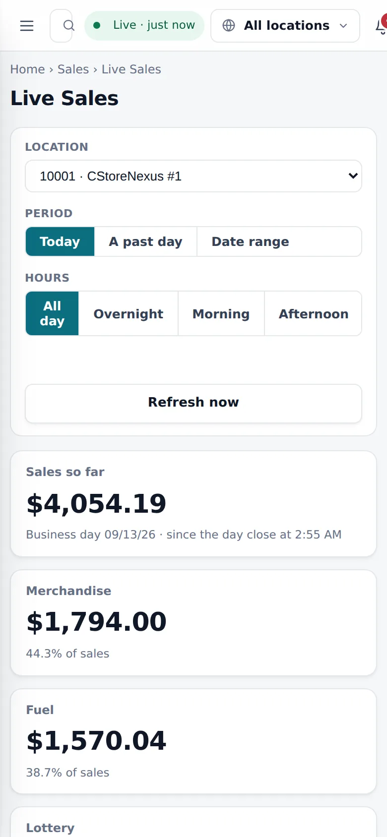 Live Sales on the phone